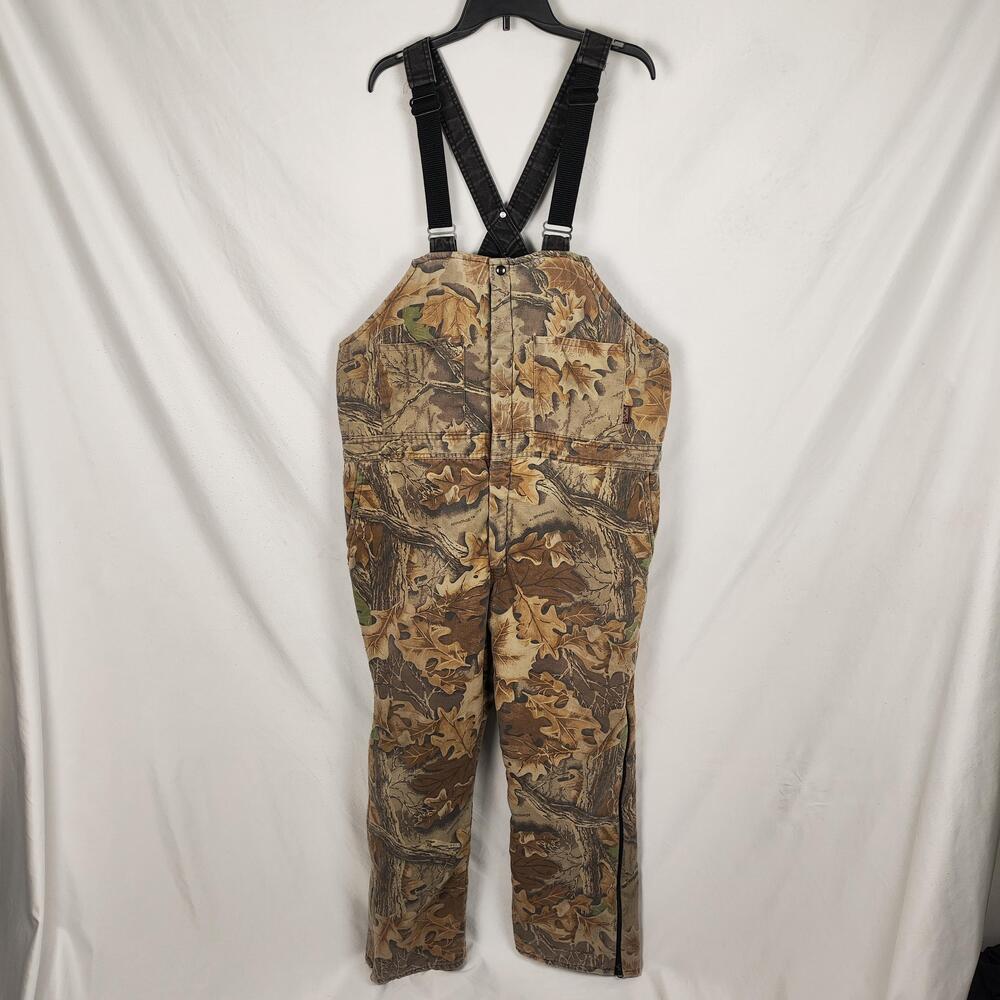 Walls Outdoors Bib Overalls Mens XL 44x30 Brown Camo Insulated Hunting Workwear